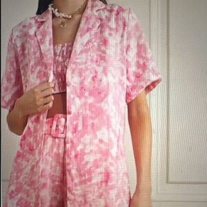 FAITHFULL THE BRAND Charlita Shirt Dress in Roos Pink Tie Dye